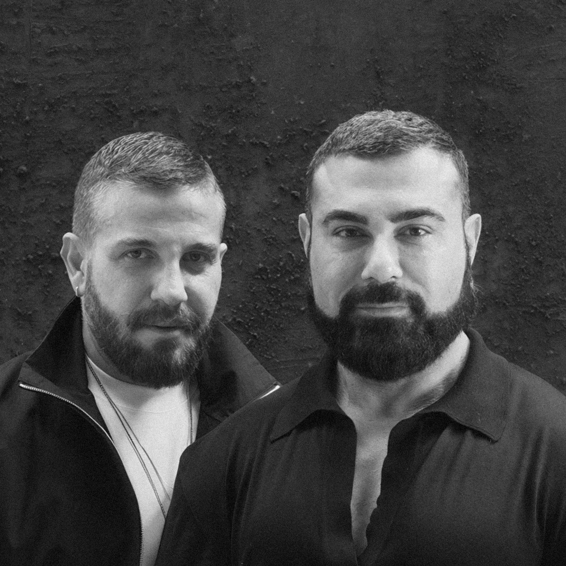 Black-and-white portrait of DSIGNINC Milano founders Domenico Iovine and Vincenzo Sabatino
