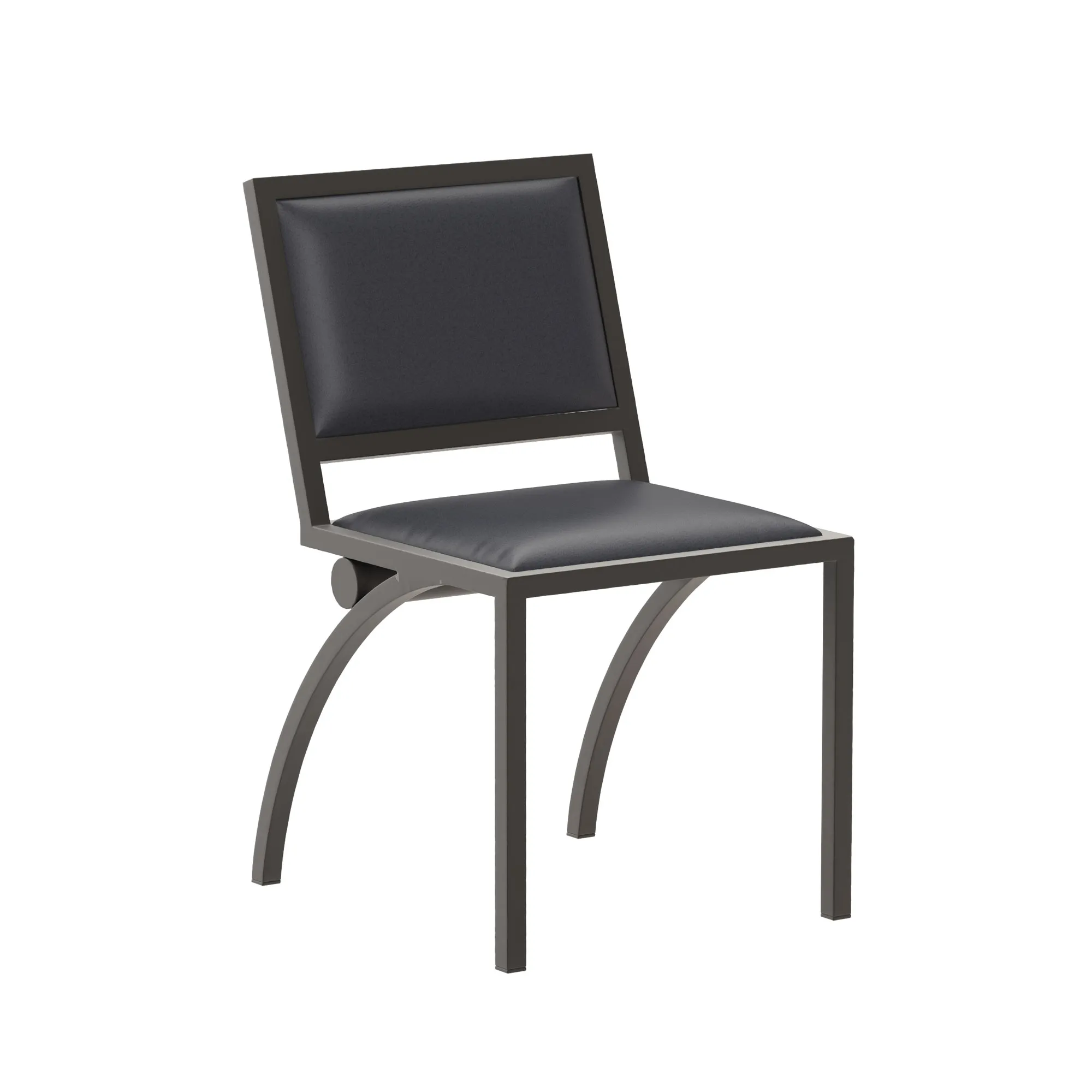 Cylindre chair by Jean-Michel Wilmotte in satin bronze with dark leather upholstery
