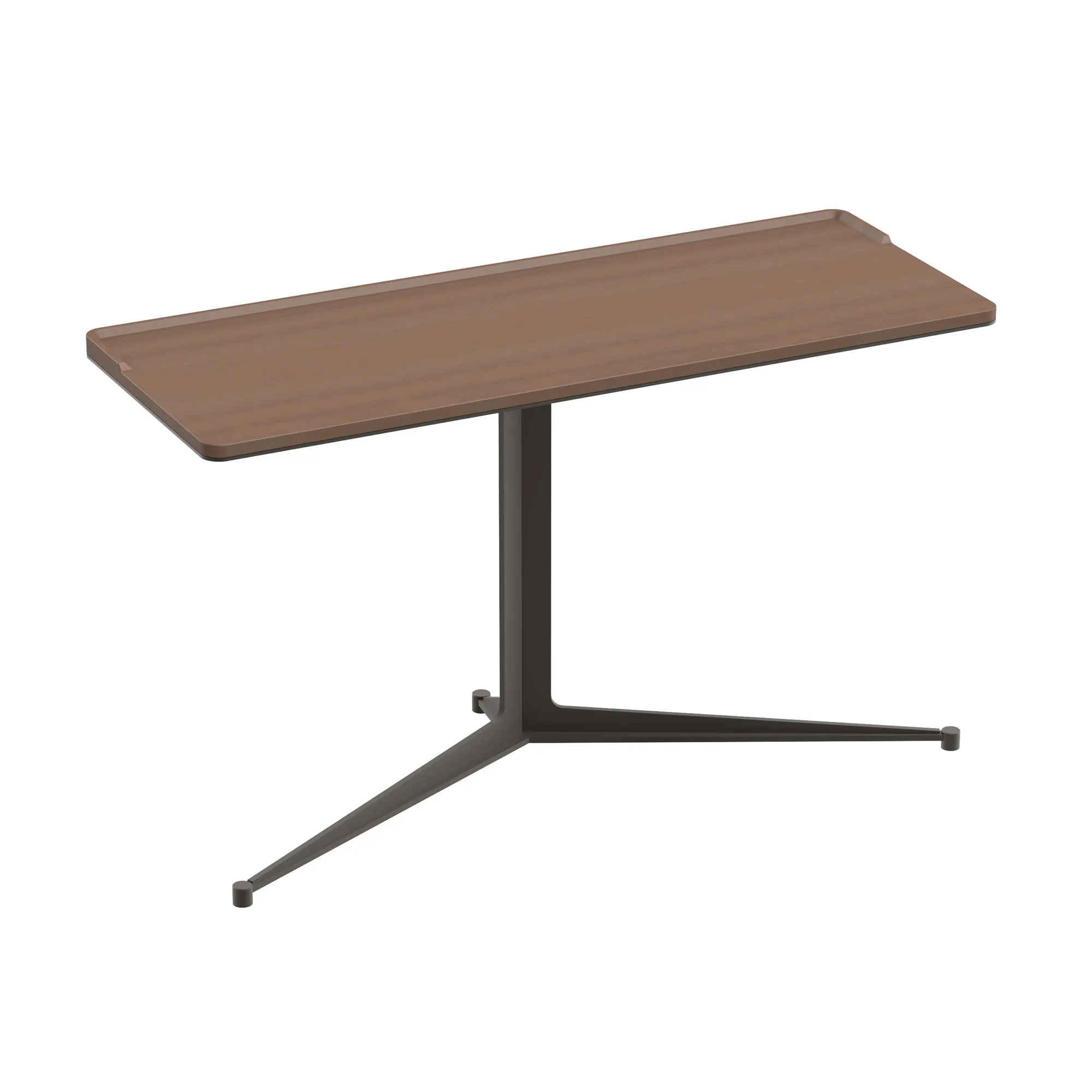 Pupitre desk with a satin walnut top and fine-edged burnished iron base
